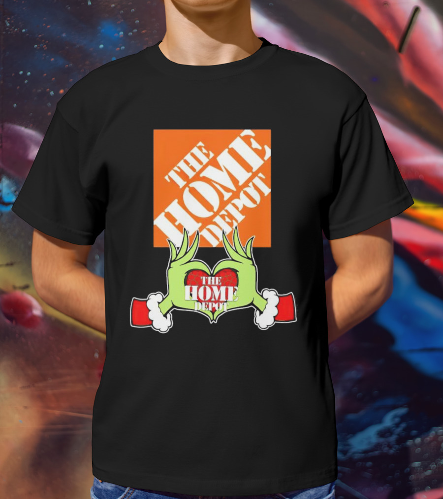 The Home Depot Christmas Grinch Green Hands Heart T-Shirt
