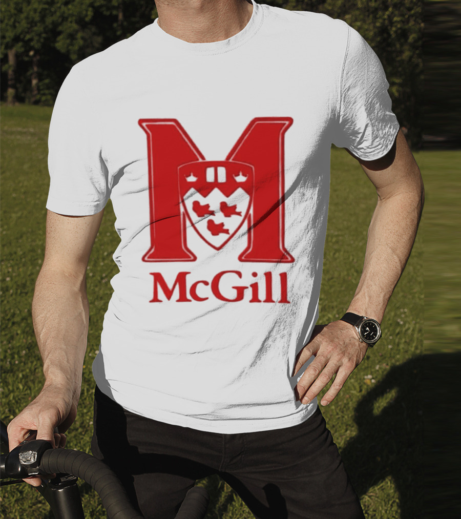 McGill University Large Red M And Shield Emblem T-Shirt