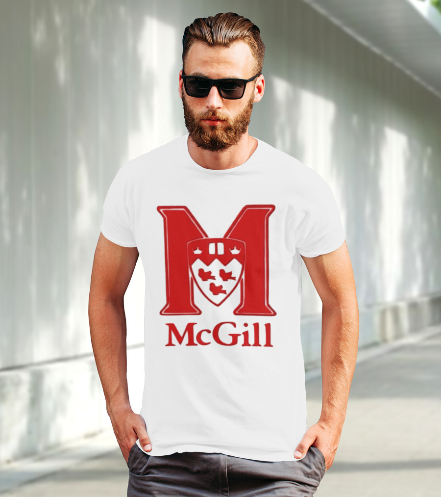 McGill University Large Red M And Shield Emblem T-Shirt