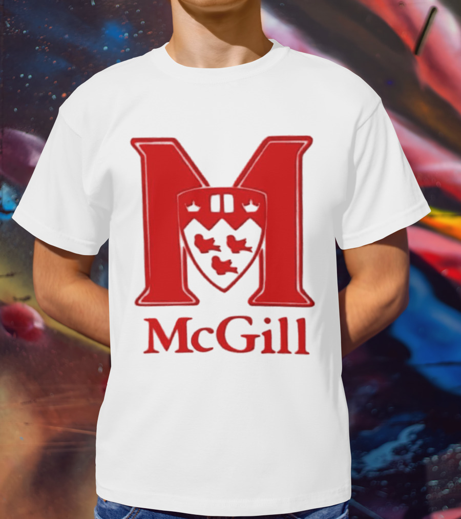 McGill University Large Red M And Shield Emblem T-Shirt