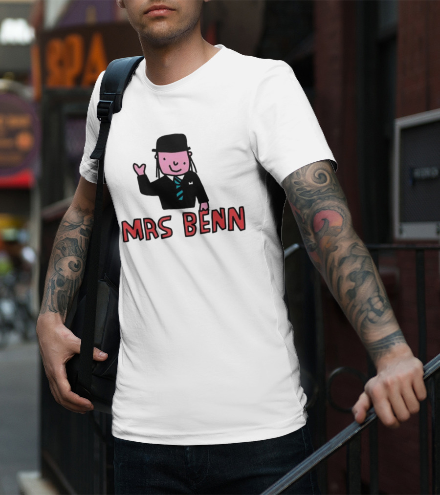 Mrs Benn Cartoon Character In Suit And Tie With Black Bowler Hat T-Shirt
