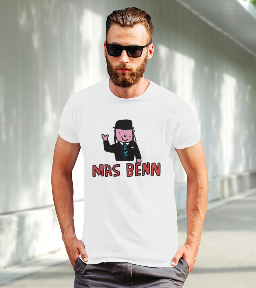 Mrs Benn Cartoon Character In Suit And Tie With Black Bowler Hat T-Shirt