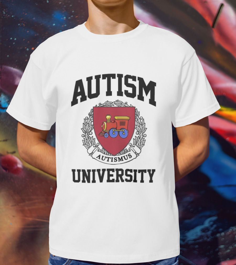 Autism University Autismus Red Shield Train Emblem T-Shirt