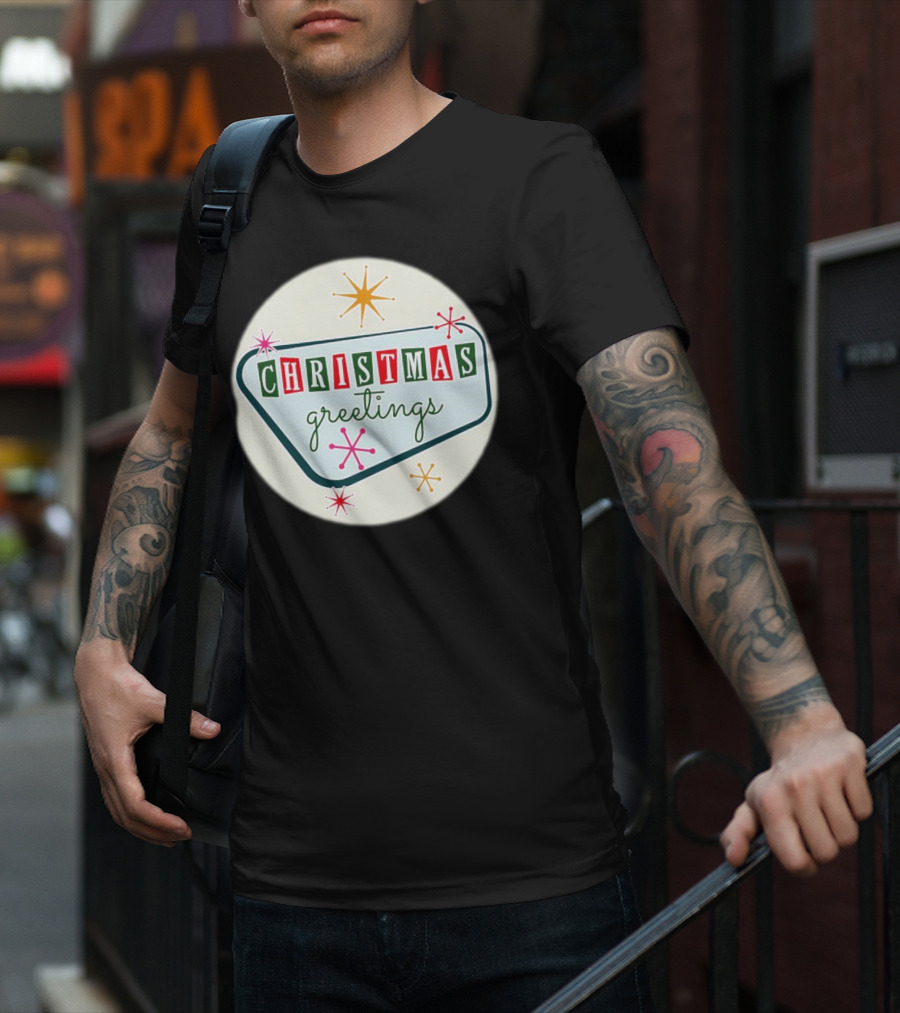 Christmas Greetings Vintage Retro Holiday 星 Starburst T-Shirt