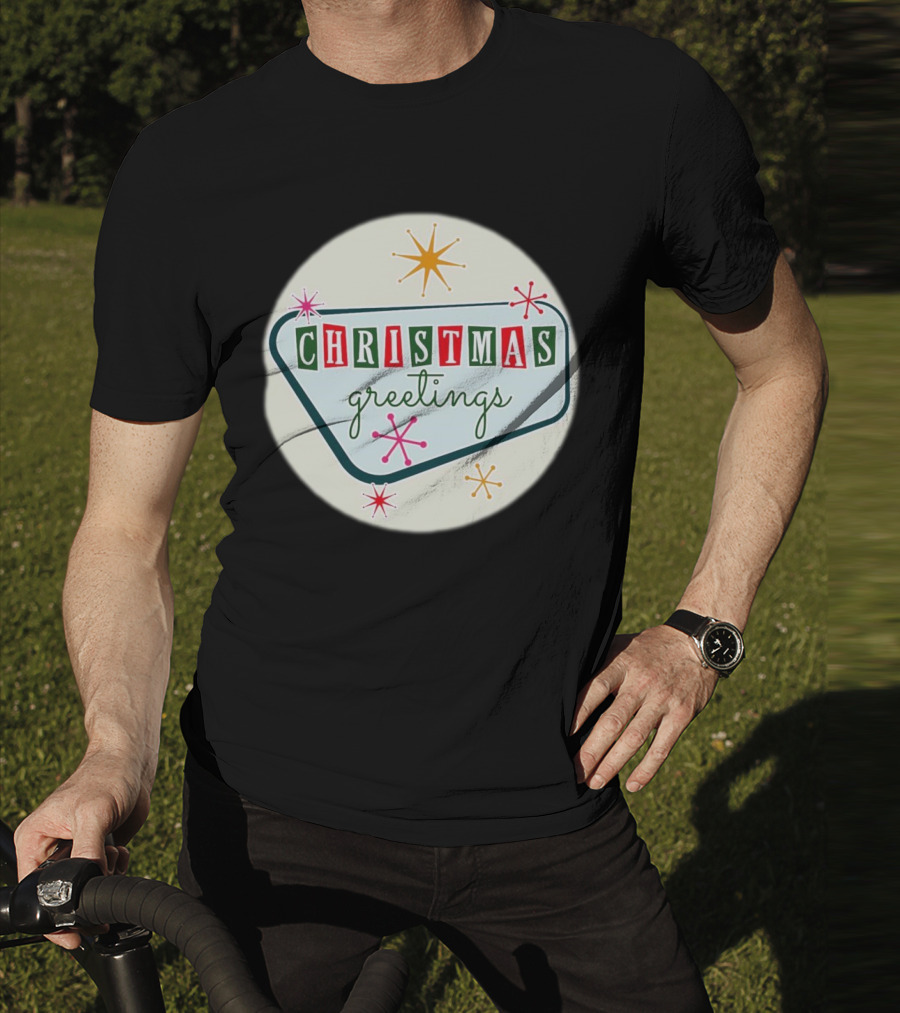 Christmas Greetings Vintage Retro Holiday 星 Starburst T-Shirt
