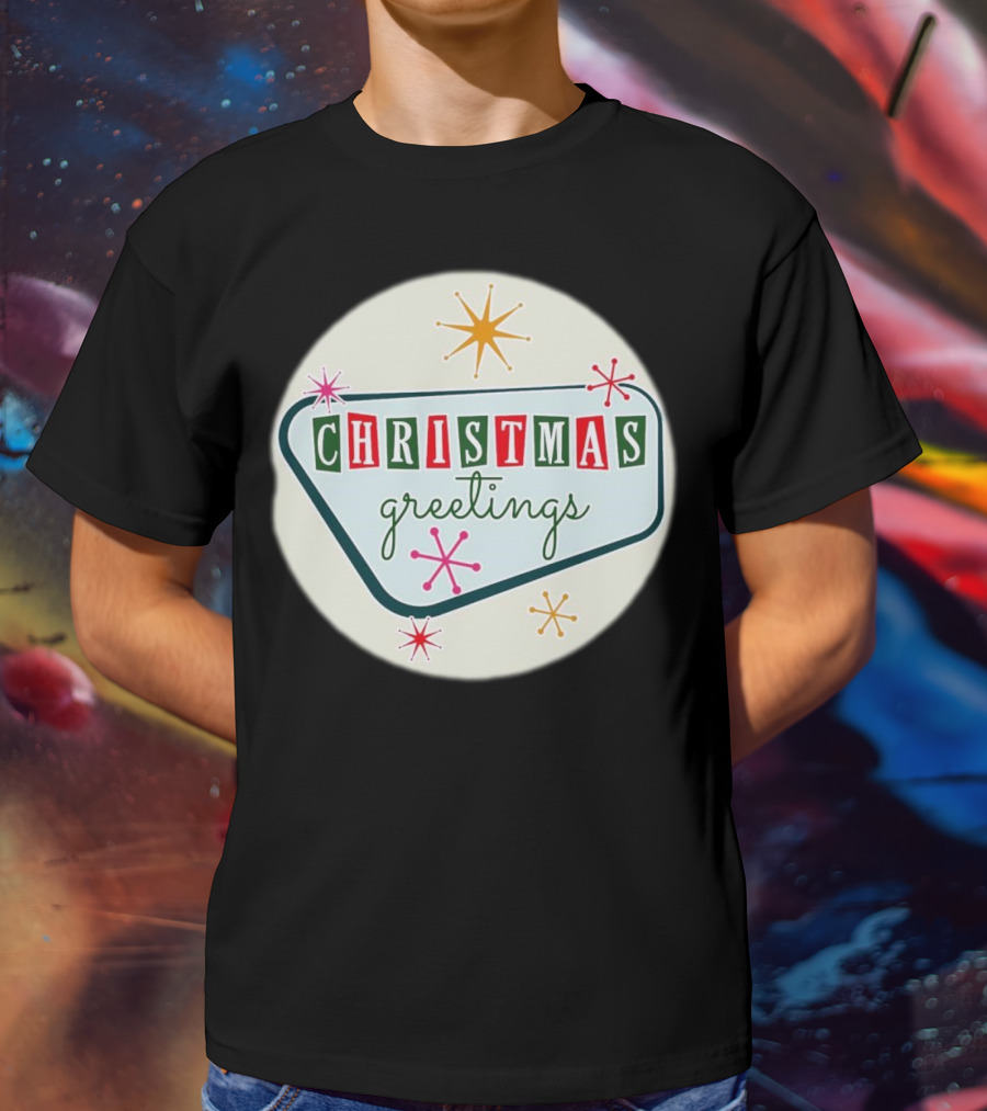 Christmas Greetings Vintage Retro Holiday 星 Starburst T-Shirt