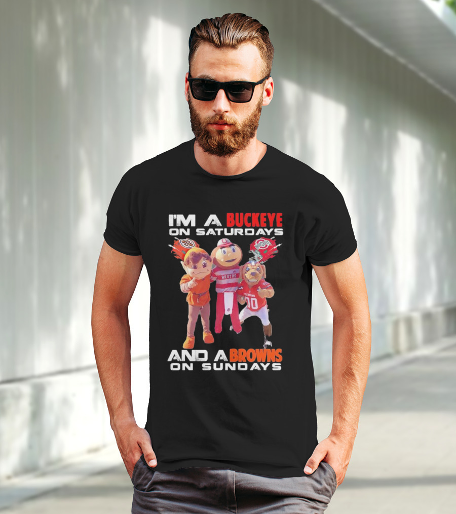 Brutus Buckeye And Cleveland Browns Mascots Football T-Shirt