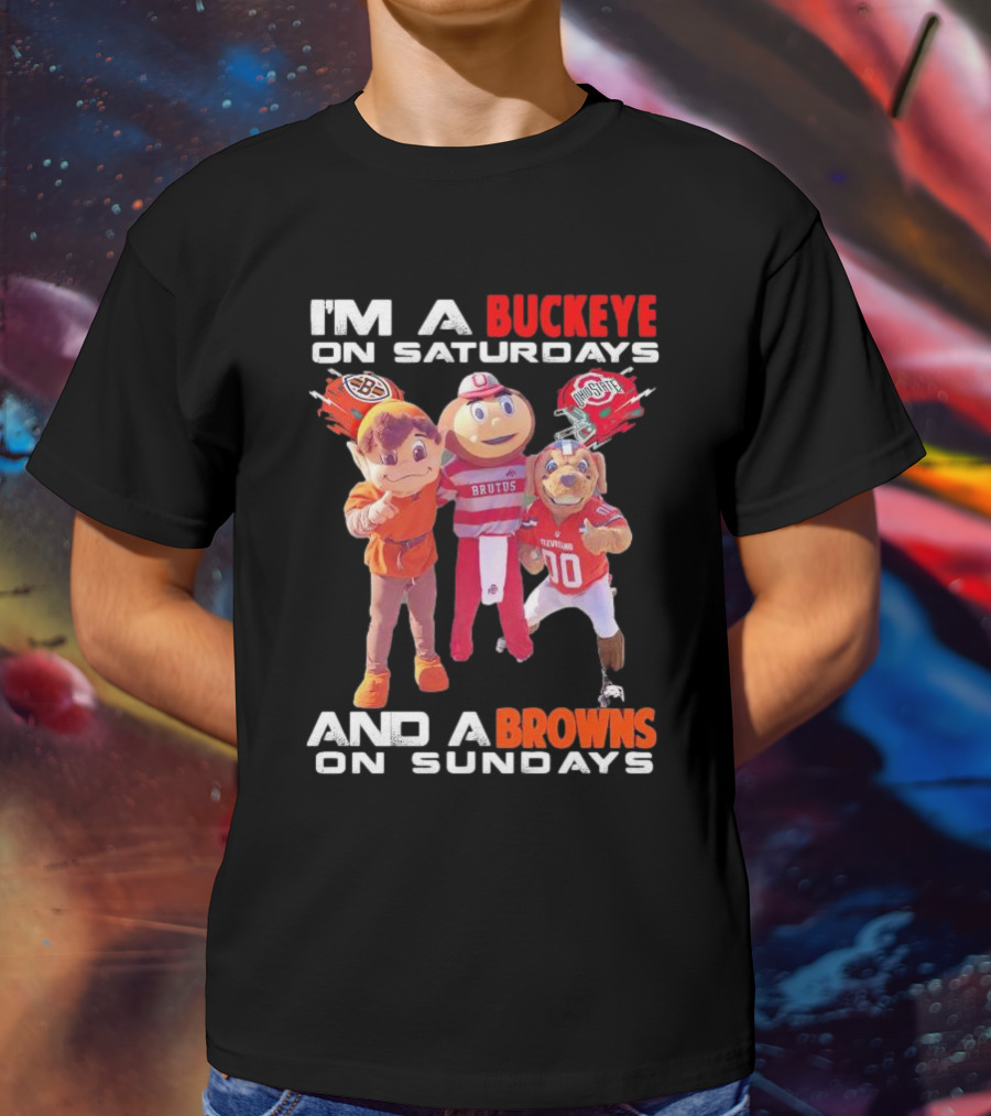 Brutus Buckeye And Cleveland Browns Mascots Football T-Shirt
