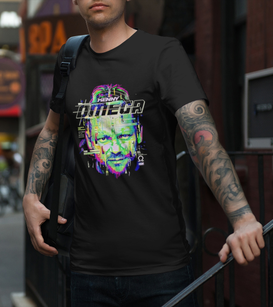 Kenny Omega Neon Glitch Portrait With Omega T-Shirt