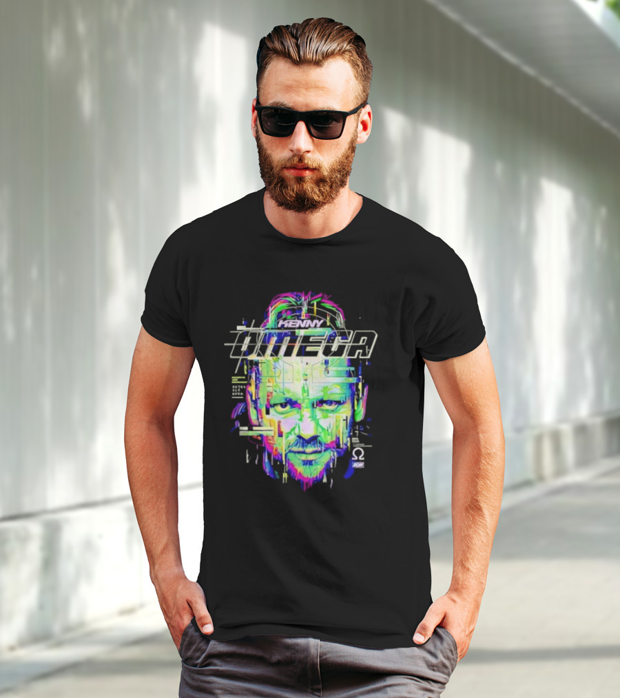 Kenny Omega Neon Glitch Portrait With Omega T-Shirt