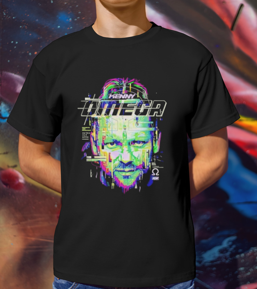 Kenny Omega Neon Glitch Portrait With Omega T-Shirt