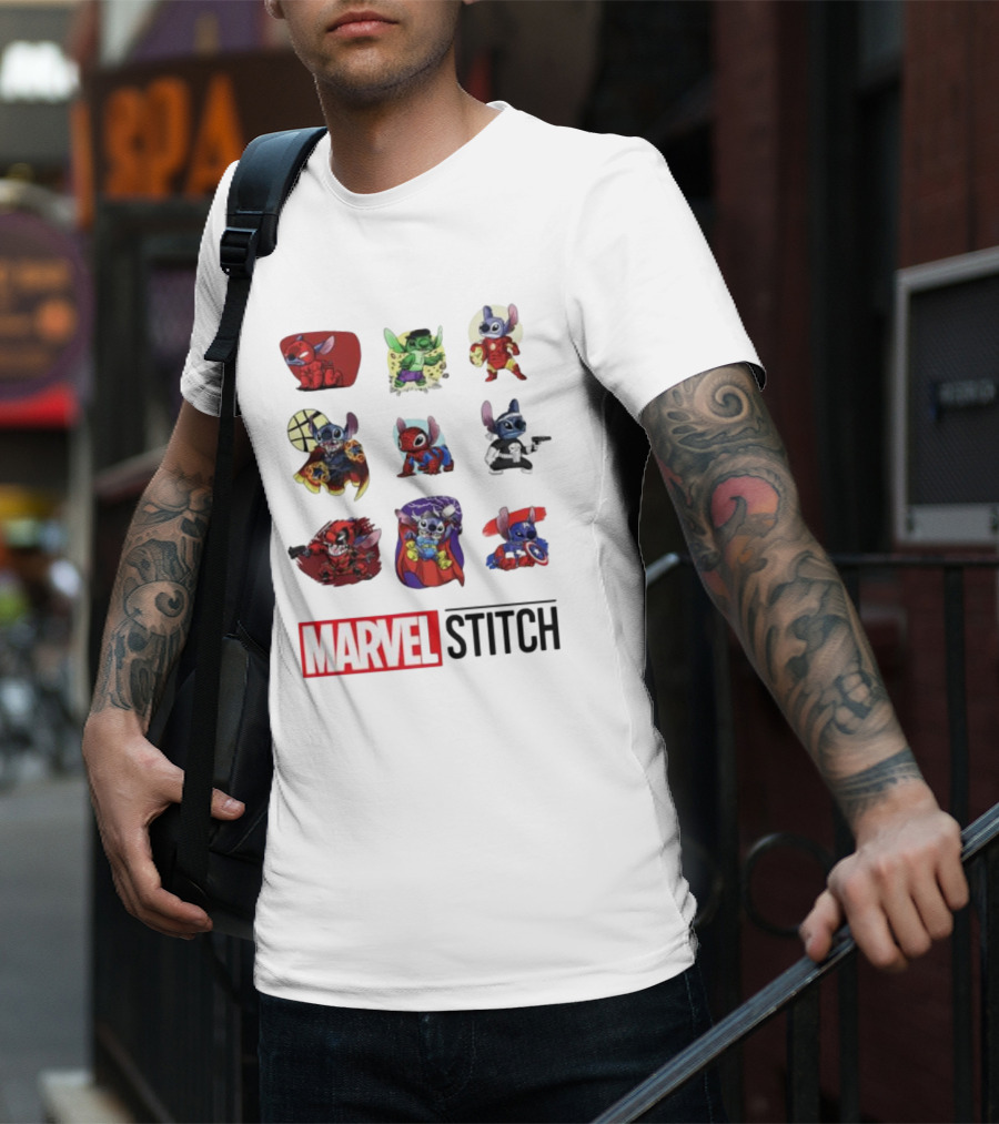 Marvel Stitch Super Hero Characters Collaboration Collection T-Shirt