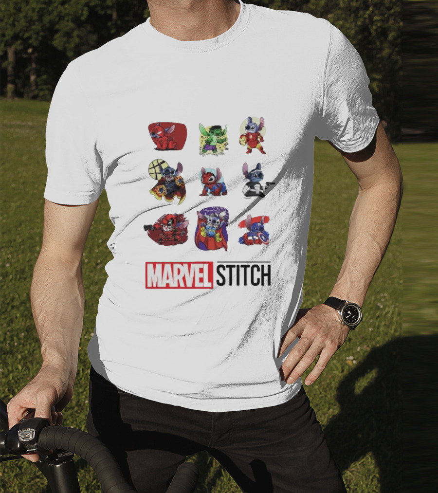 Marvel Stitch Super Hero Characters Collaboration Collection T-Shirt