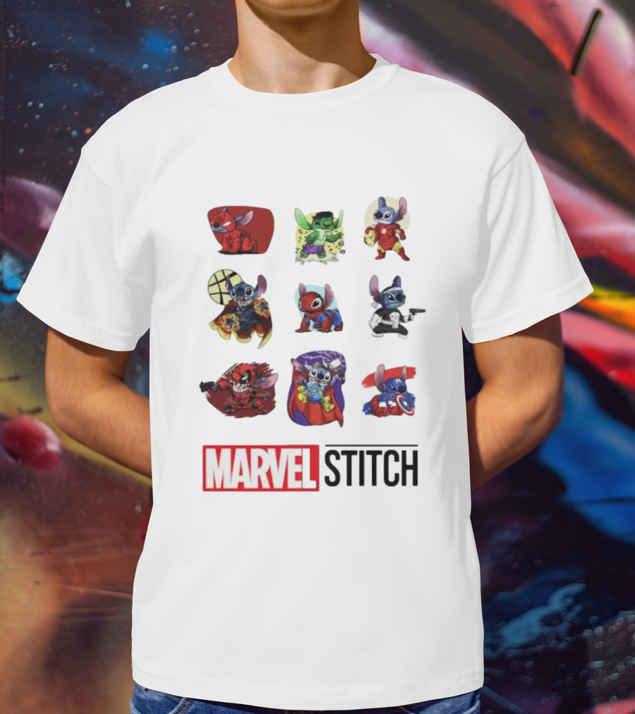 Marvel Stitch Super Hero Characters Collaboration Collection T-Shirt