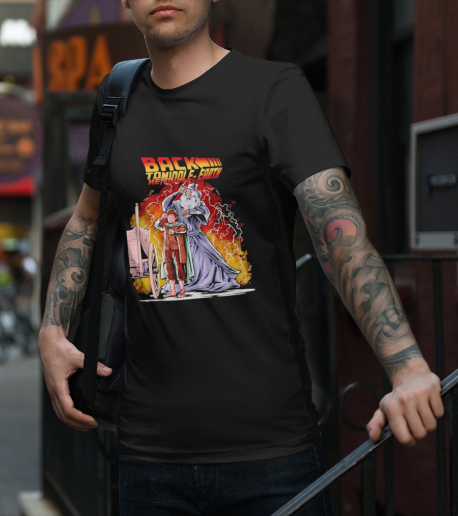 Back To The Middle-Earth Men's Time Travel Adventure Fusion T-Shirt