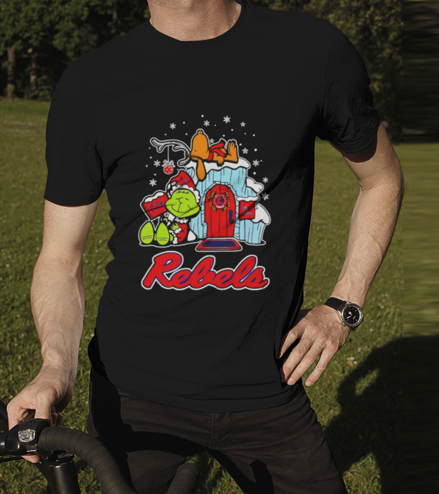 Peanuts Ole Miss Rebels Grinch Snoopy Merry Christmas T-Shirt