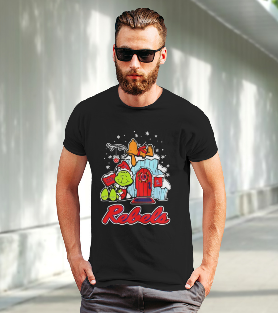 Peanuts Ole Miss Rebels Grinch Snoopy Merry Christmas T-Shirt