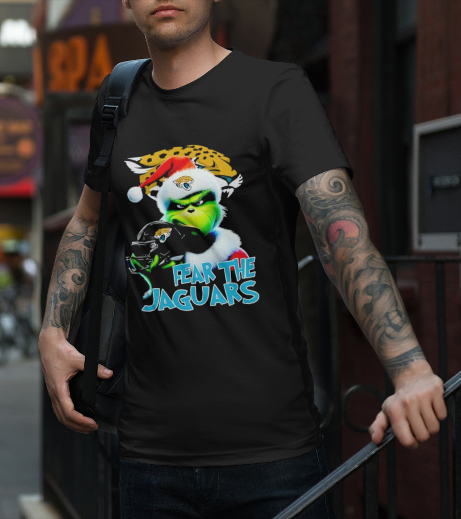 Santa Grinch Fear The Jaguars Jacksonville Jaguars NFL T-Shirt