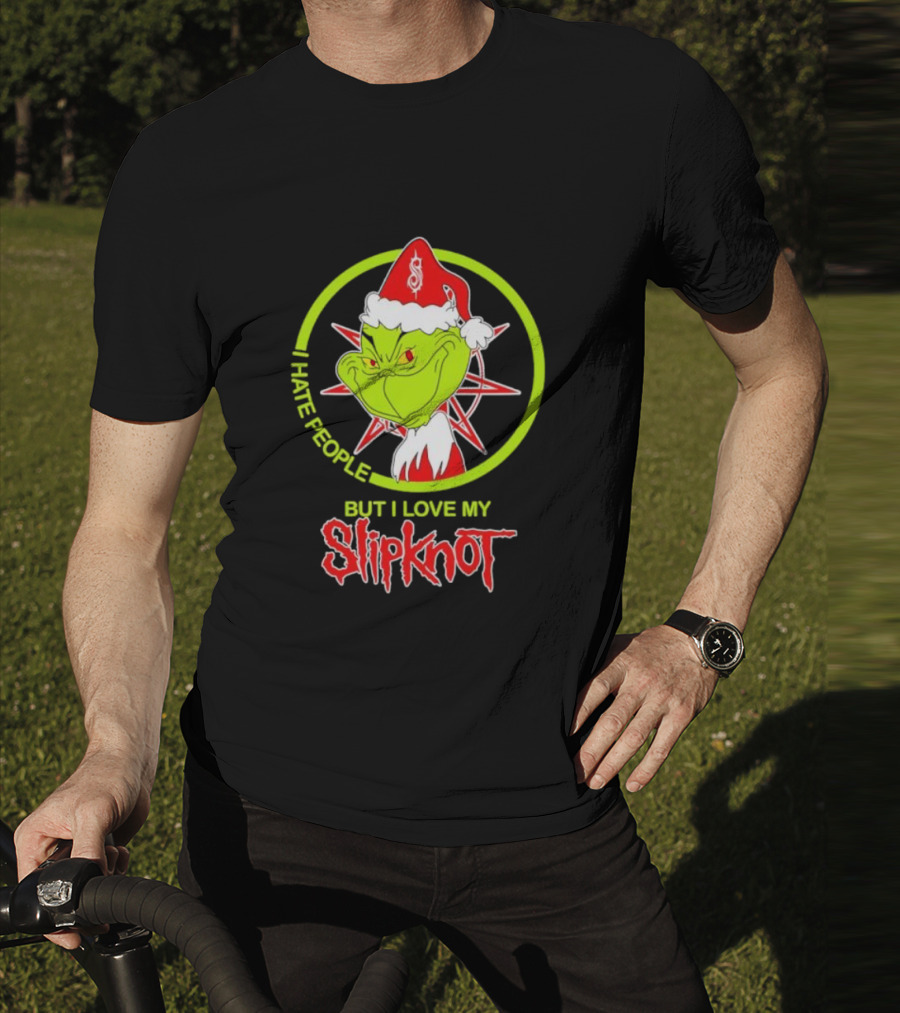 I Hate People But I Love My Slipknot Santa Grinch Santa Hat Star T-Shirt
