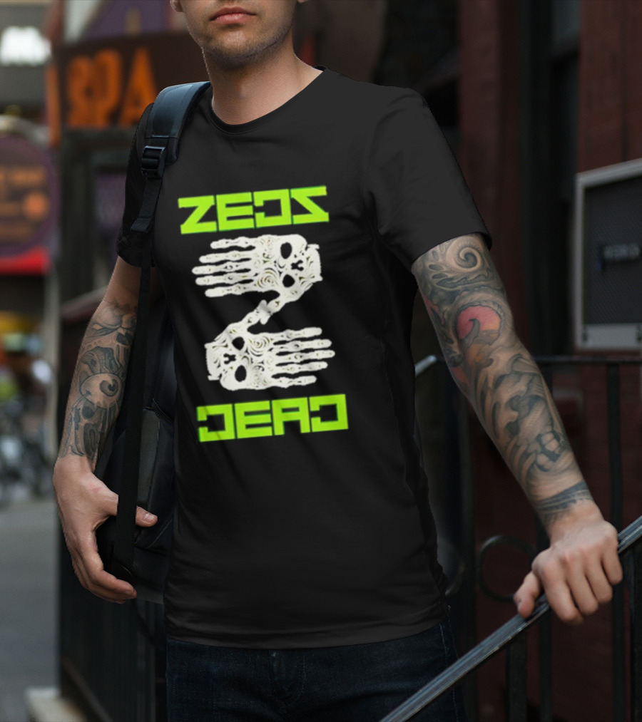 Zeds Dead Skeleton Hands Neon Typography T-Shirt