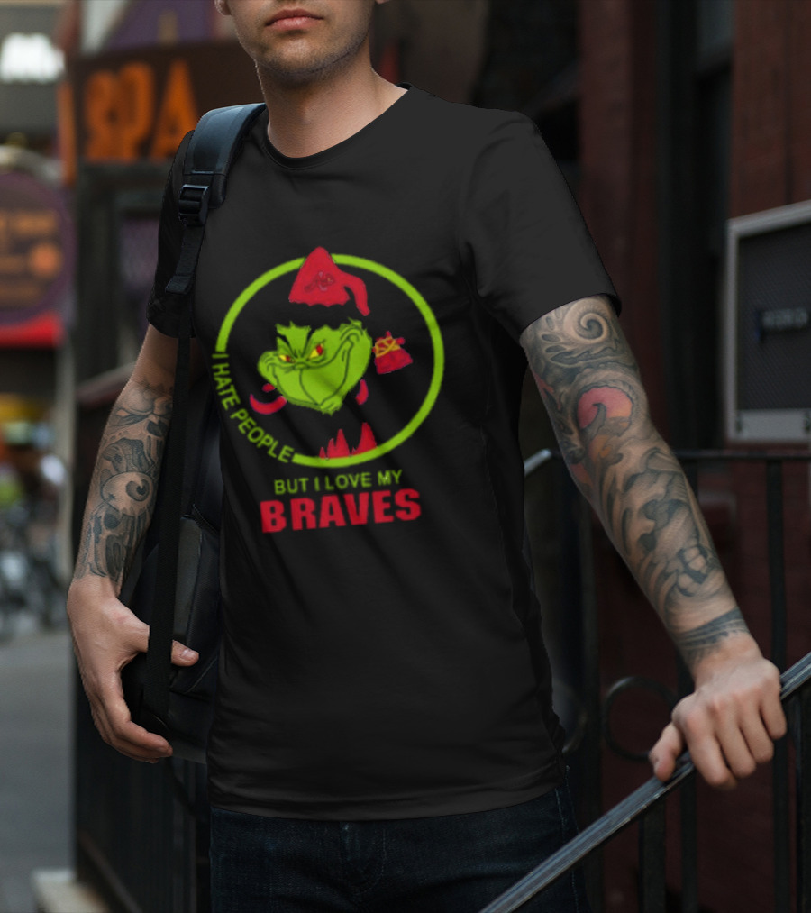 I Hate People But I Love My Braves Atlanta MLB Christmas Grinch T-Shirt