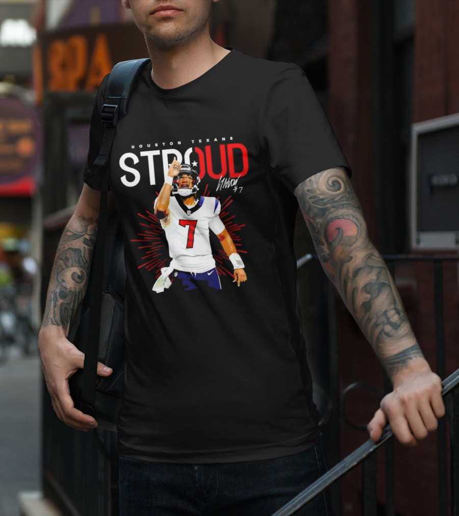 Houston Texans Cj Stroud #7 Signature Visionary Leader T-Shirt