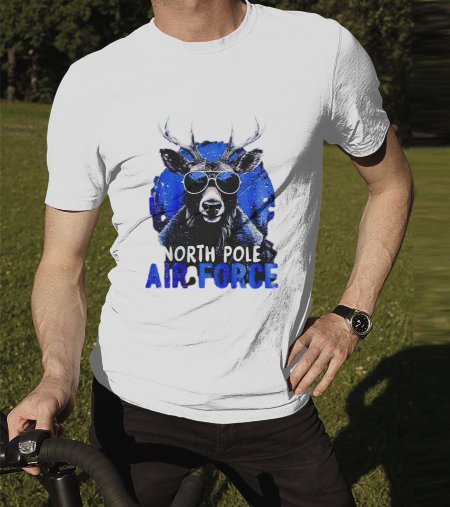 North Pole Air Force Cool Deer In Sunglasses T-Shirt