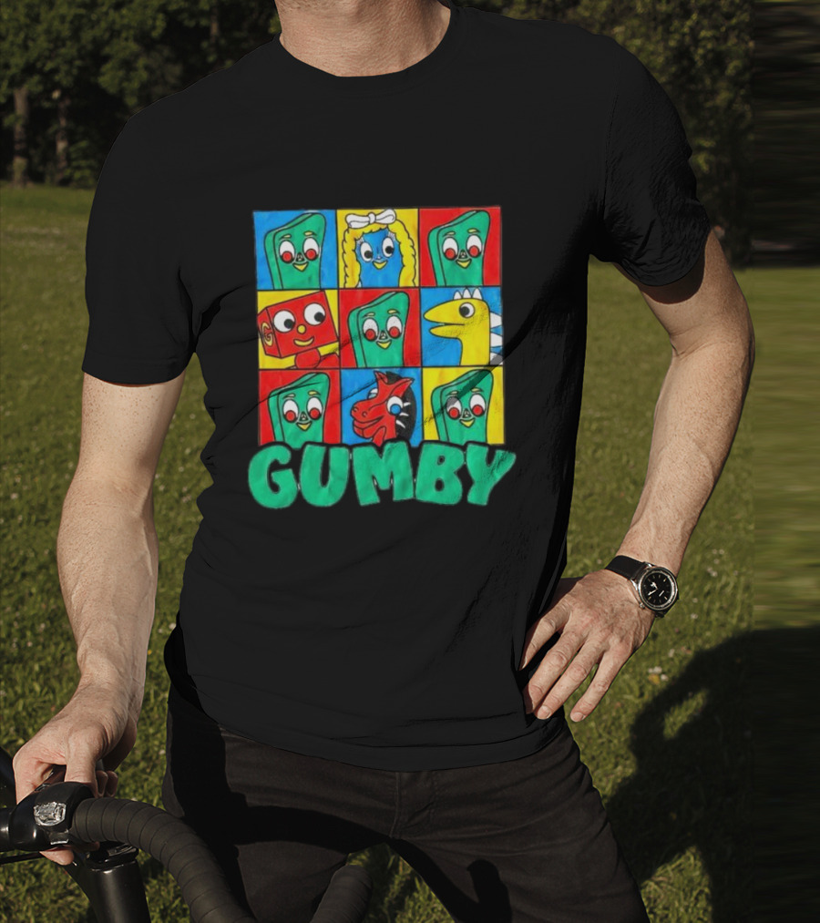 Gumby And Friends Colorful Cartoon Character Grid T-Shirt