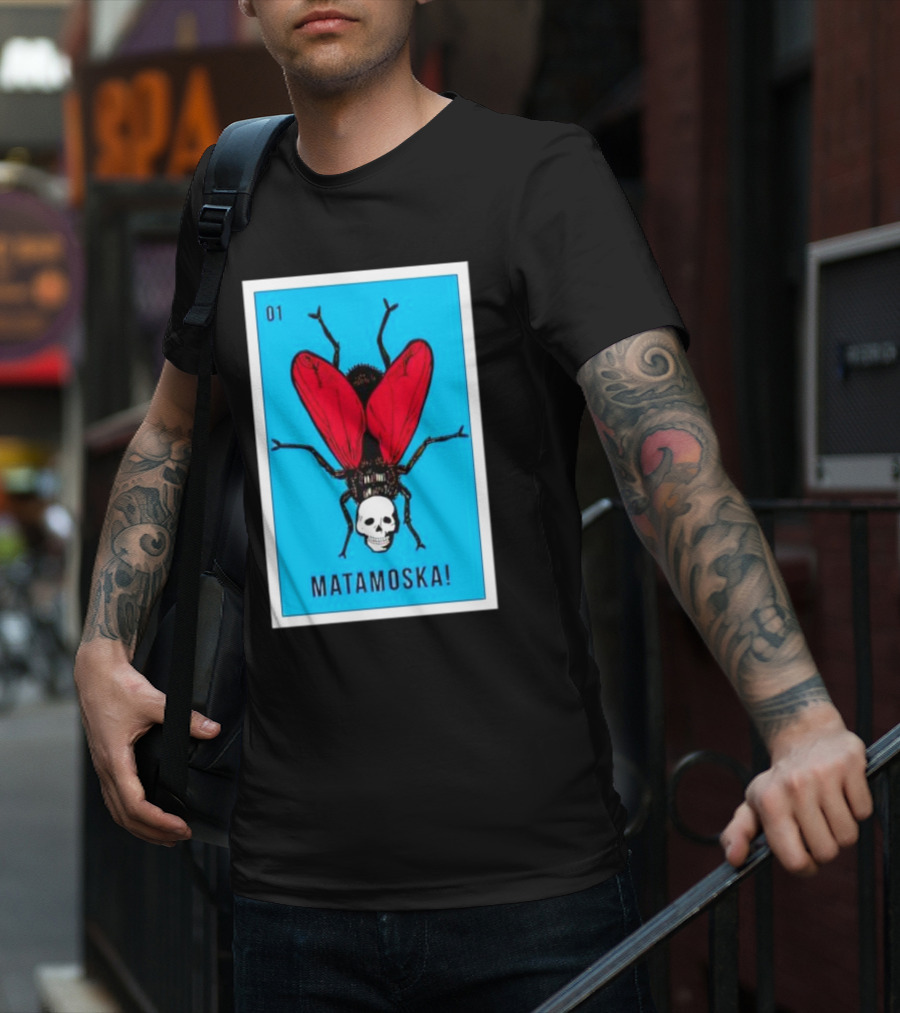 La Moska Loteria Matamoska 01 Fly Skull Blue Red Wings T-Shirt