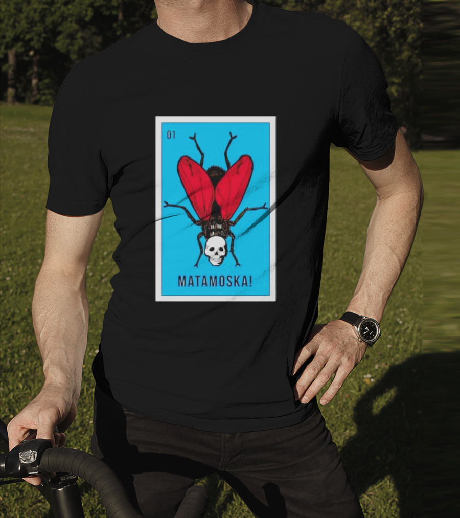 La Moska Loteria Matamoska 01 Fly Skull Blue Red Wings T-Shirt