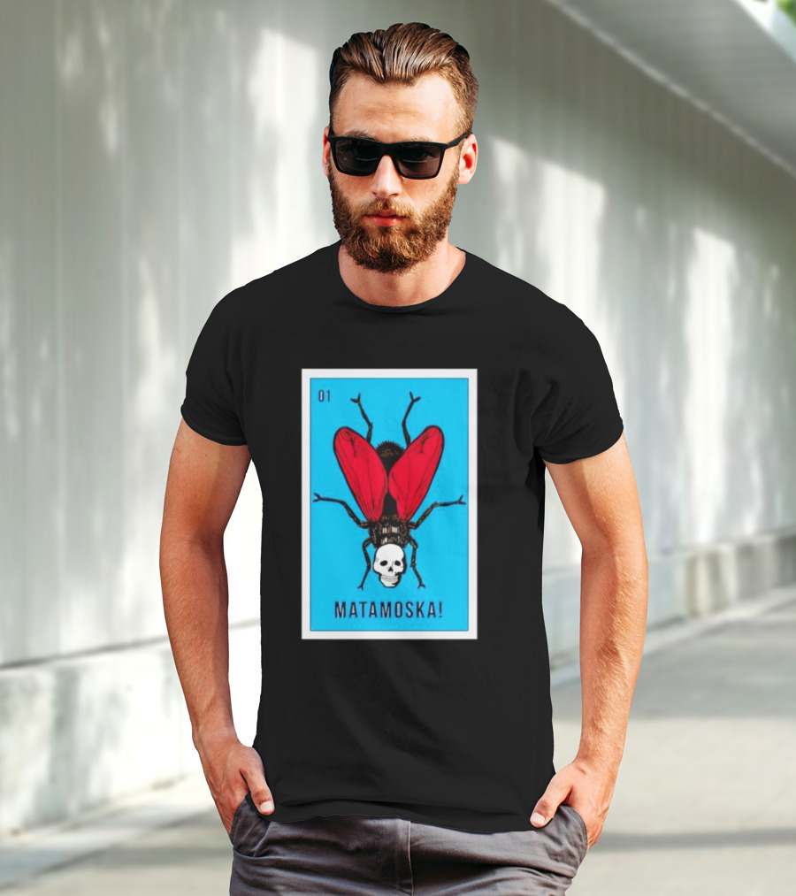 La Moska Loteria Matamoska 01 Fly Skull Blue Red Wings T-Shirt