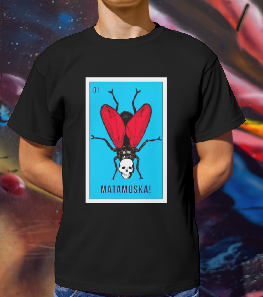 La Moska Loteria Matamoska 01 Fly Skull Blue Red Wings T-Shirt