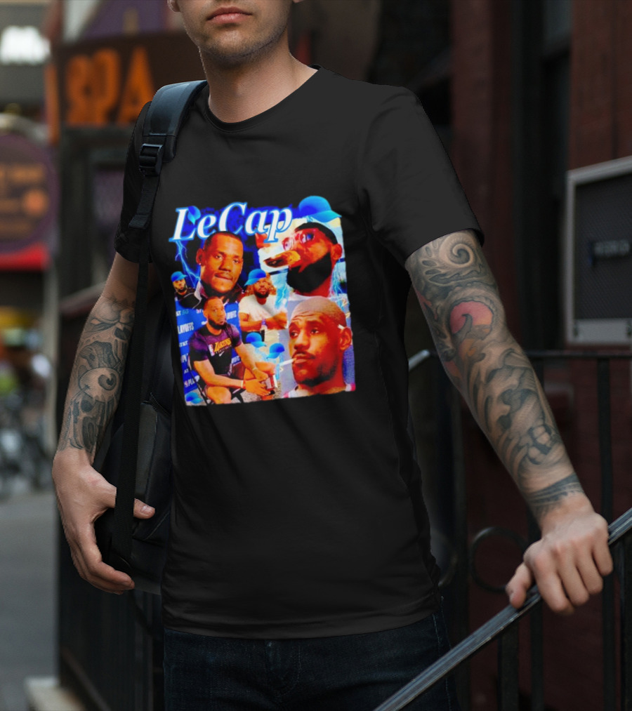 LeCap Lebron James Lakers Playoffs Meme Electricity Background T-Shirt