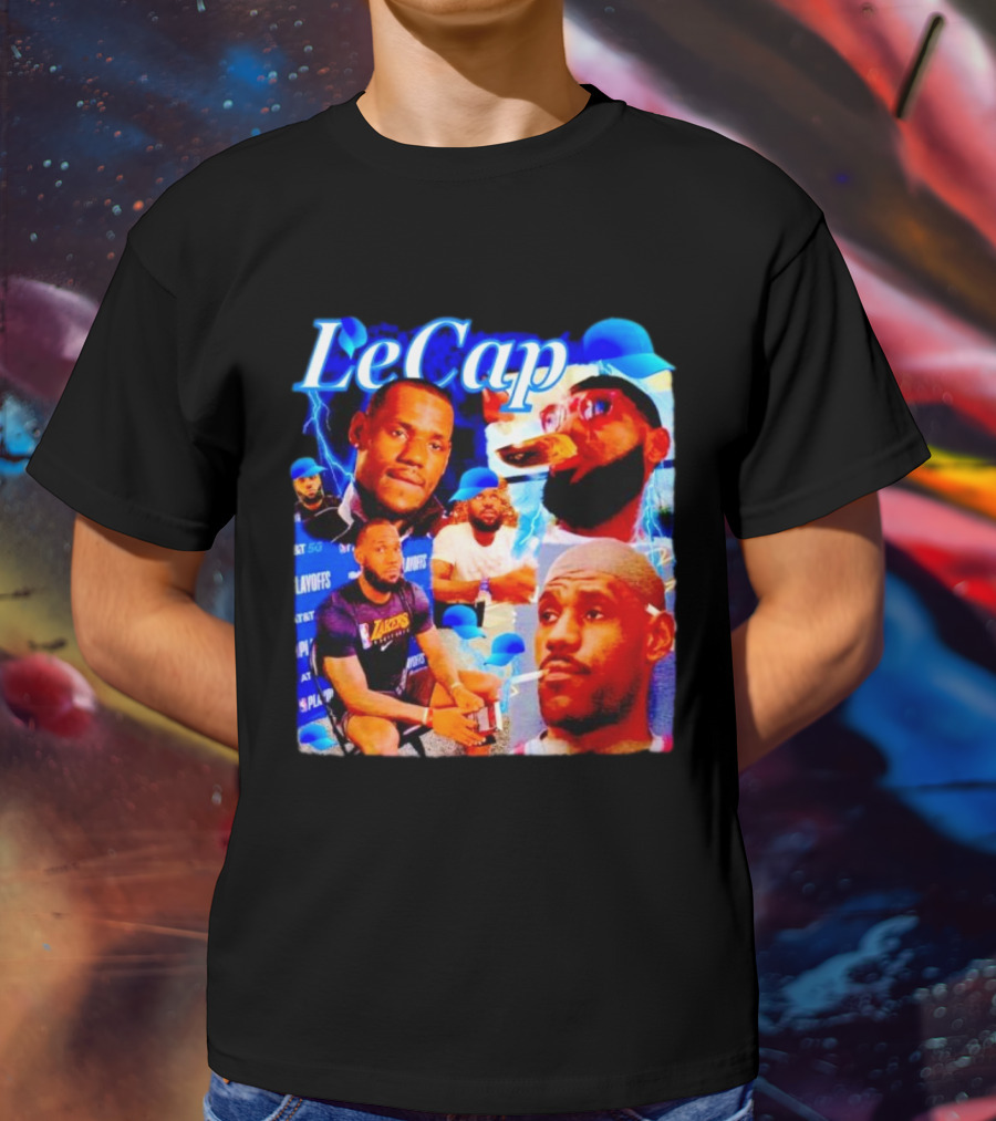 LeCap Lebron James Lakers Playoffs Meme Electricity Background T-Shirt