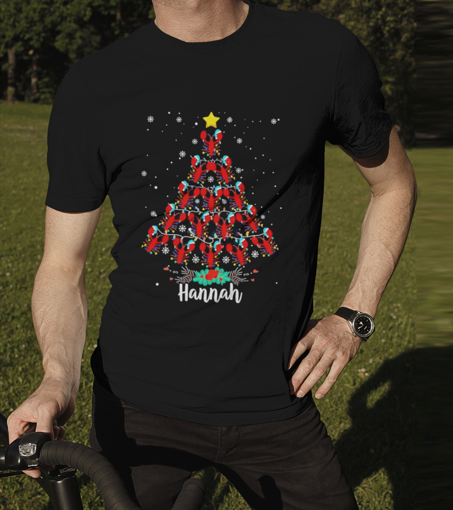 Hannah Lobster Christmas Tree With Star And Snowflakes T-Shirt