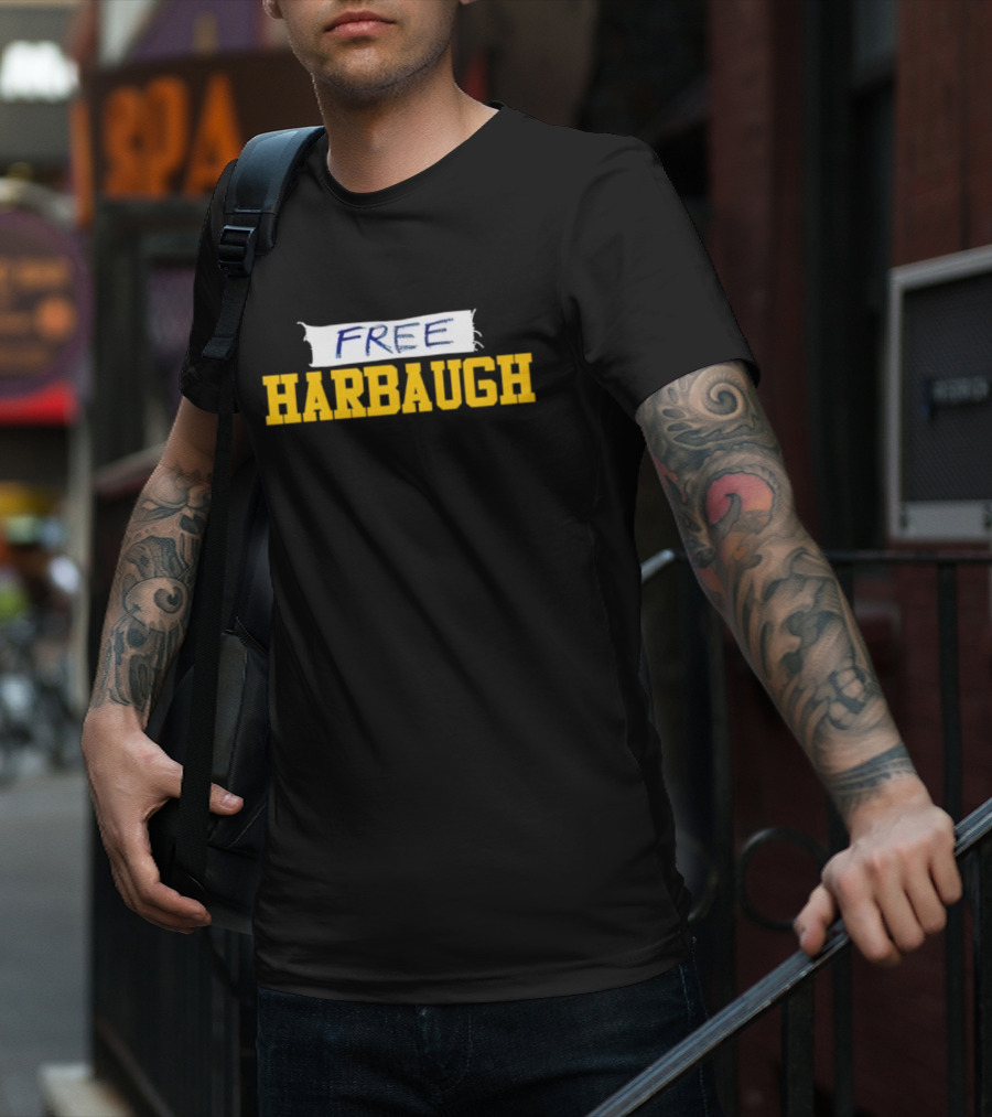 Free Harbaugh Michigan Wolverines T-Shirt