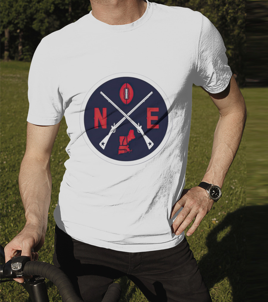 New England Patriots Football Emblem NE Guns Map Oval T-Shirt