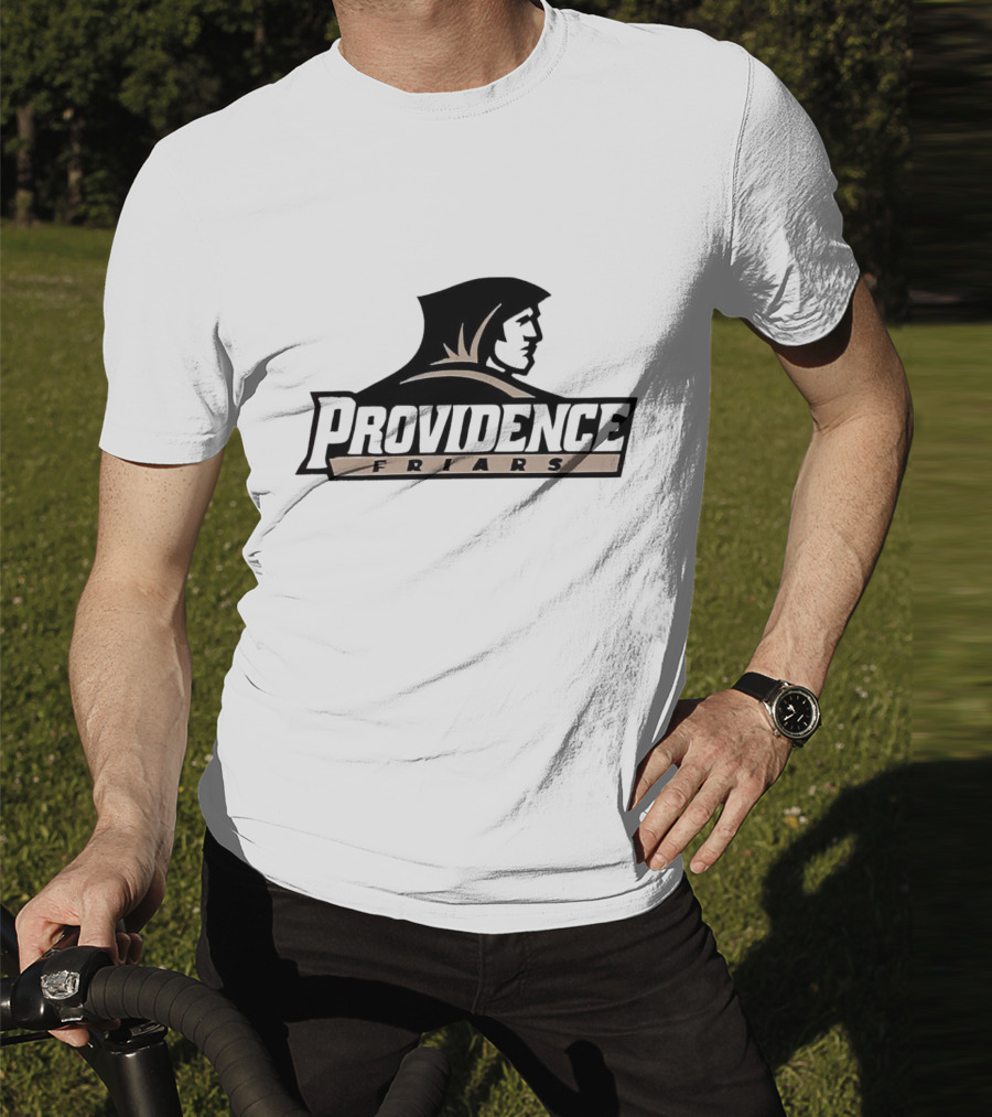Providence Friars Athletics Team Emblem Iconic Black And White Hooded Figure T-Shirt
