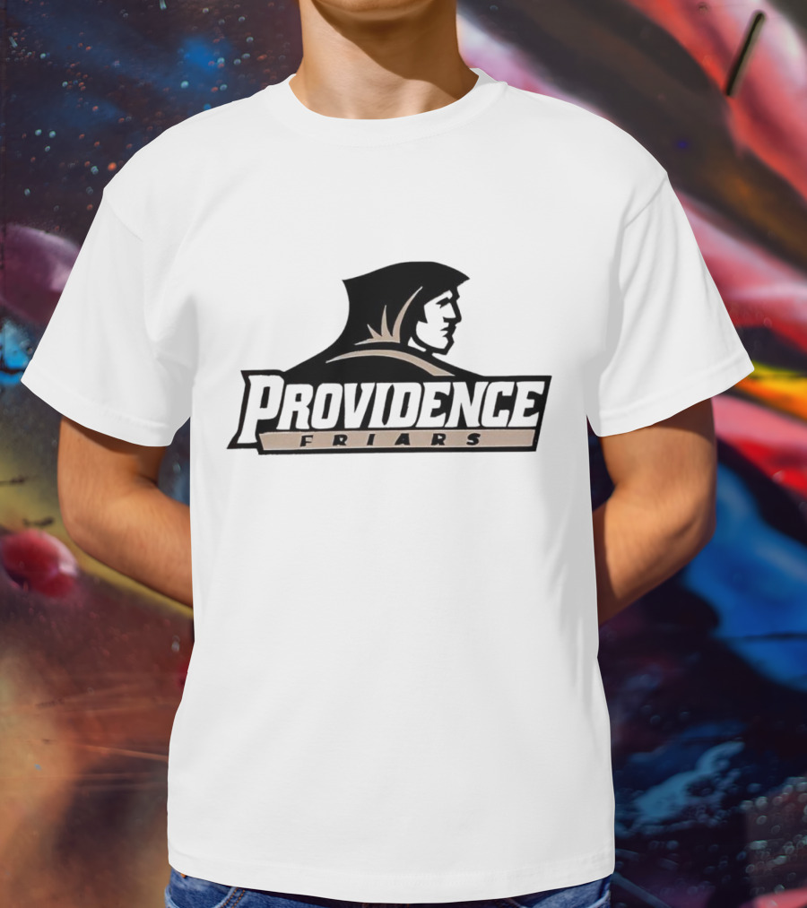 Providence Friars Athletics Team Emblem Iconic Black And White Hooded Figure T-Shirt