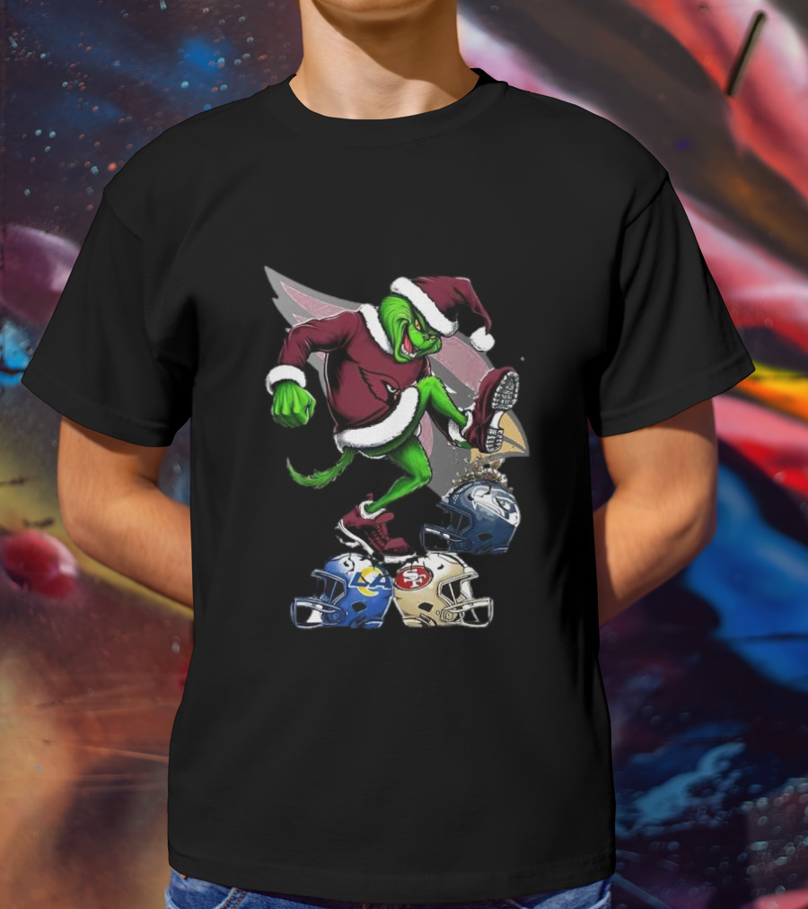 Arizona Cardinals Grinch Stomping Seahawks Rams 49ers Christmas Football Helmets T-Shirt