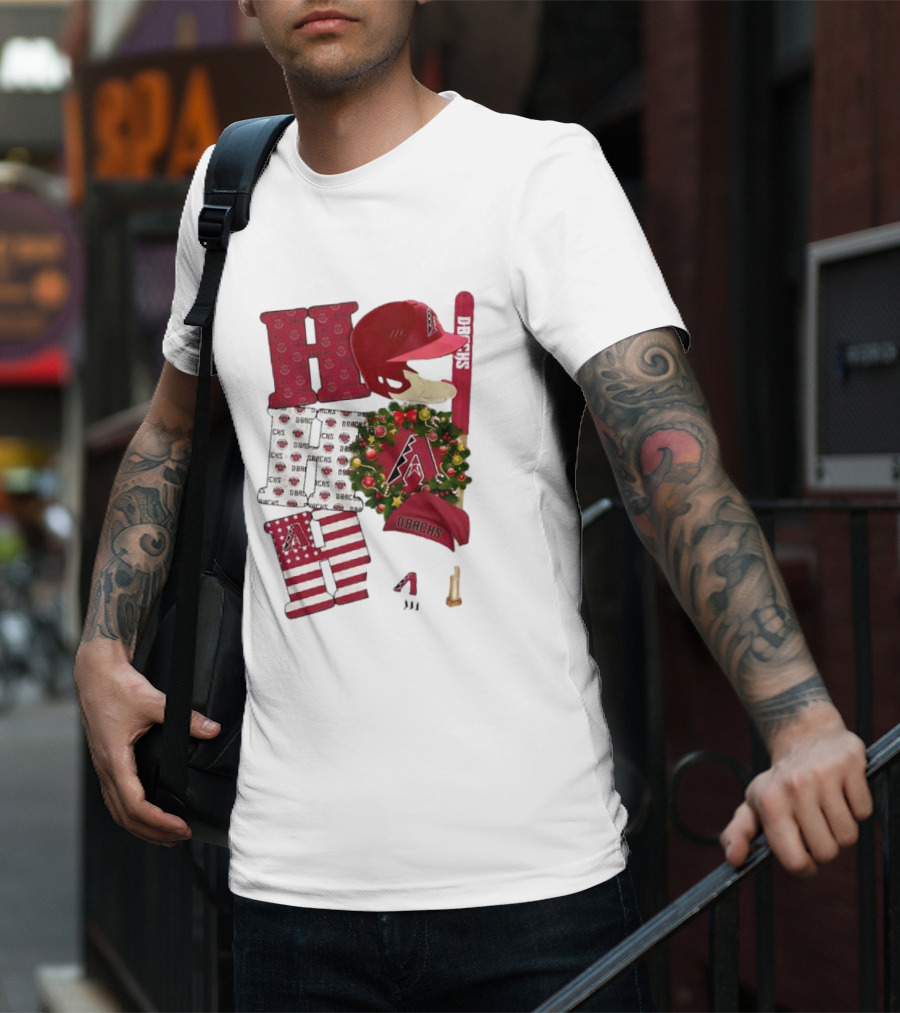 Arizona Diamondbacks D-Backs Ho Ho Ho Merry Christmas Holiday Baseball T-Shirt