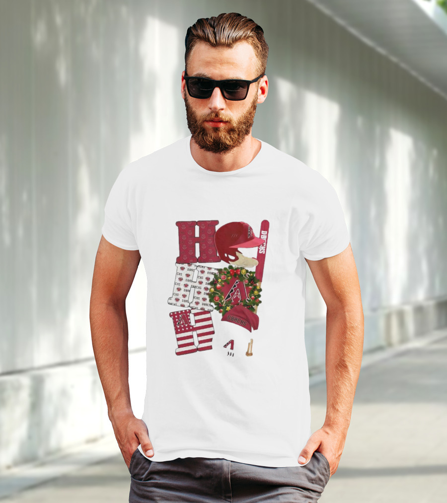 Arizona Diamondbacks D-Backs Ho Ho Ho Merry Christmas Holiday Baseball T-Shirt