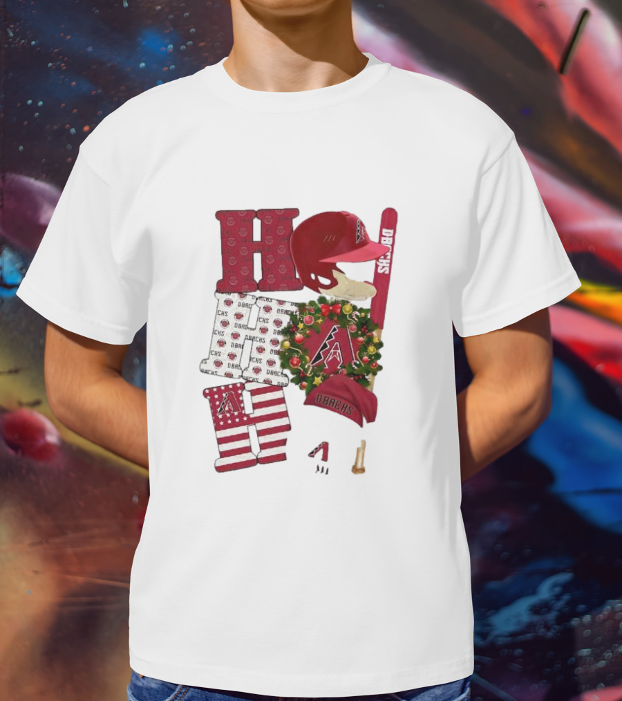 Arizona Diamondbacks D-Backs Ho Ho Ho Merry Christmas Holiday Baseball T-Shirt