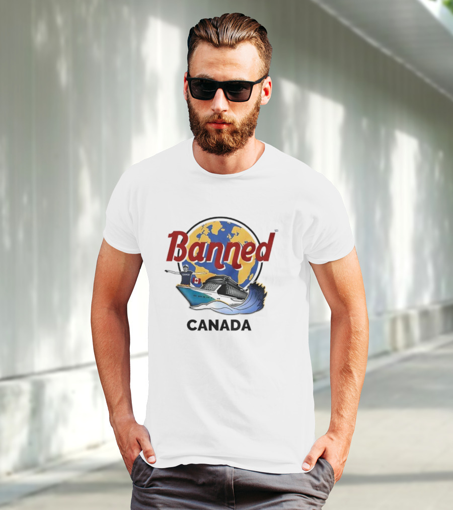 Banned From Canada Map Ship Wave T-Shirt