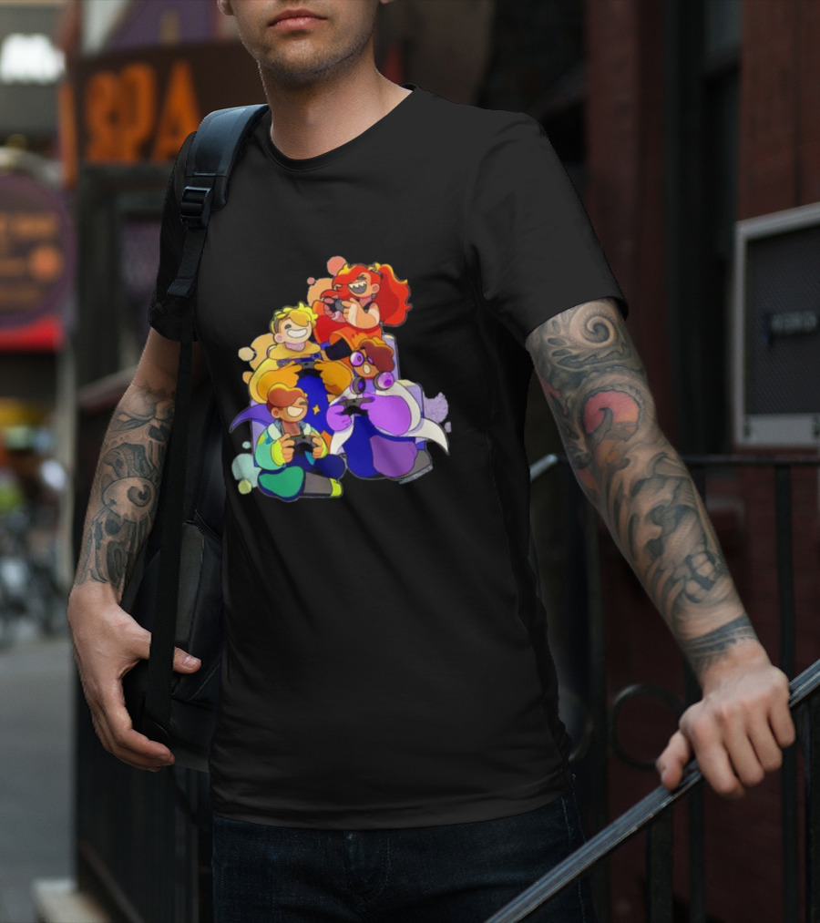 Bish Bash Bots Gaming Fun Characters Controller Crew T-Shirt