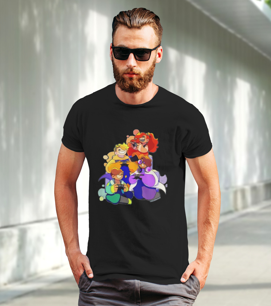 Bish Bash Bots Gaming Fun Characters Controller Crew T-Shirt