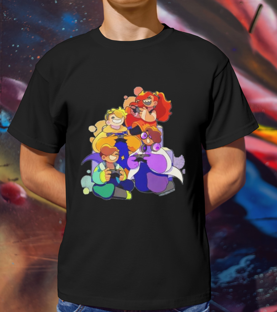 Bish Bash Bots Gaming Fun Characters Controller Crew T-Shirt