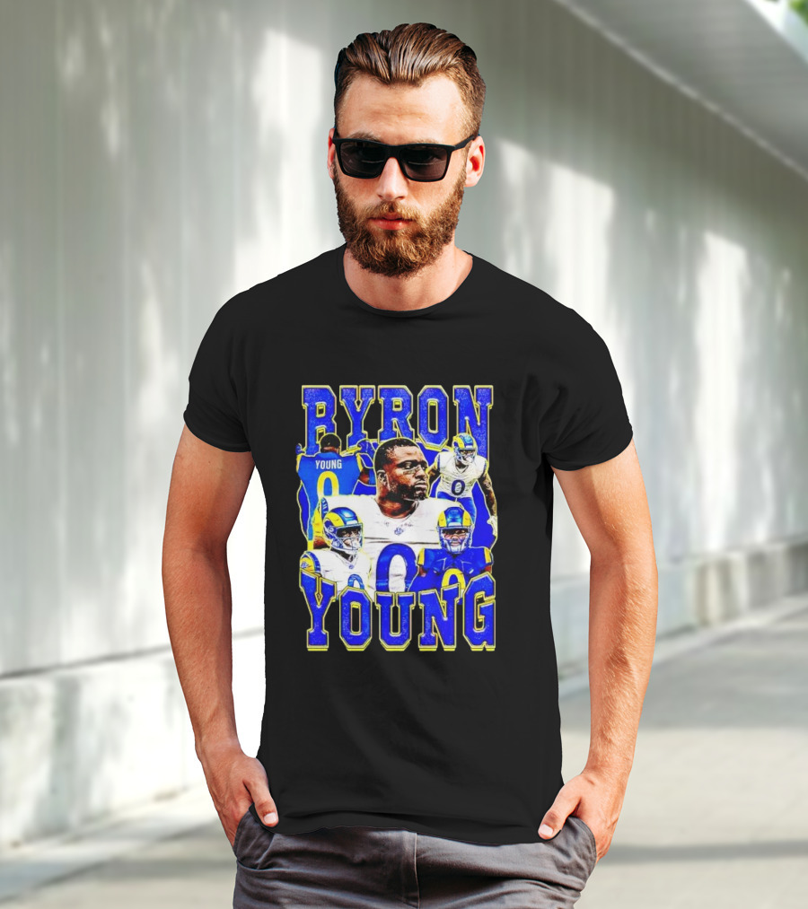 Byron Young Los Angeles Rams Picture Collage T-Shirt