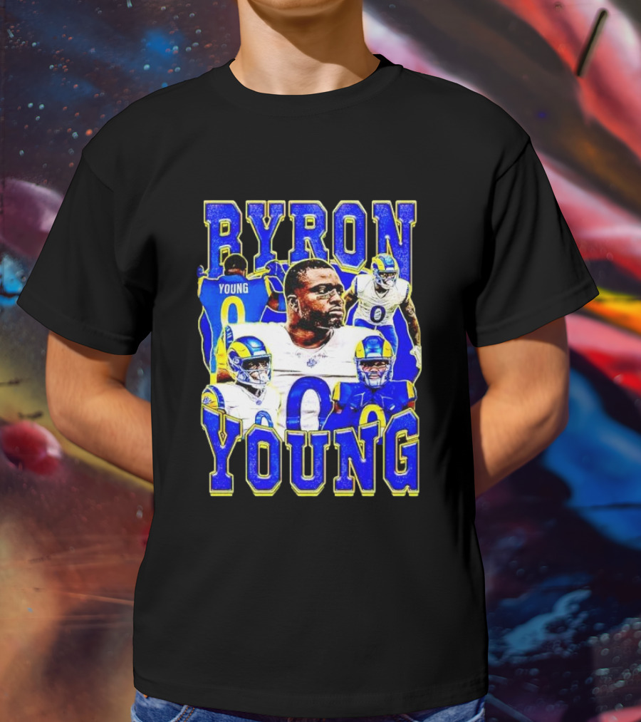 Byron Young Los Angeles Rams Picture Collage T-Shirt