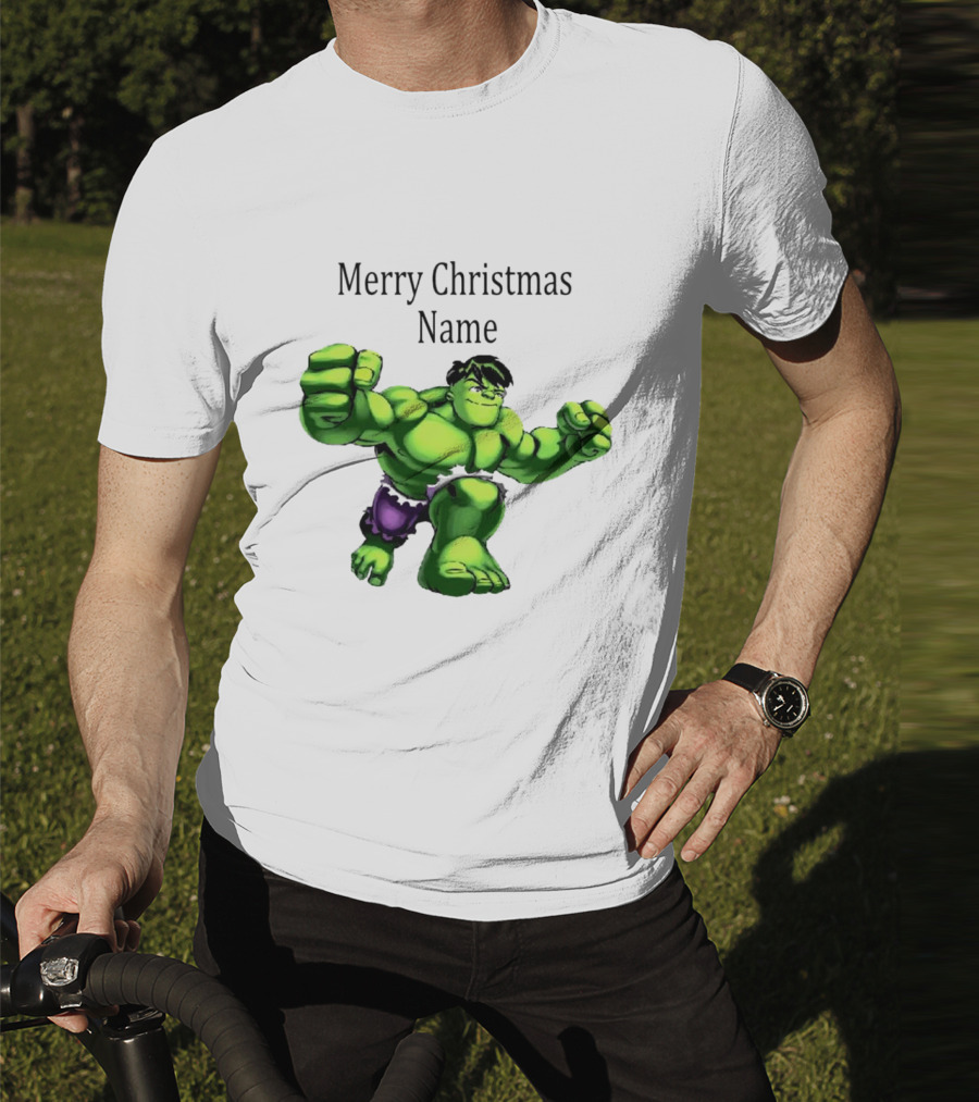 Merry Christmas Name Hulk Green T-Shirt